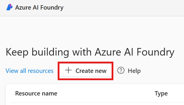 A screenshot of the project creation button.