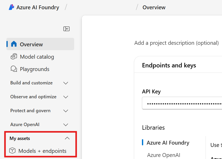 A screenshot of the models and endpoints page.