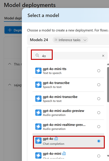 A screenshot of an Azure OpenAI GPT 4o model deployment.