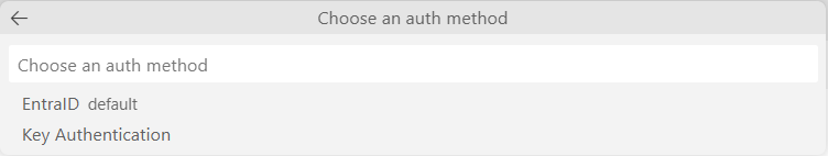 Screenshot of the Choose authentication method dropdown for model code file selection.