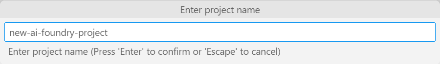 Screenshot of the Enter project name textbox.