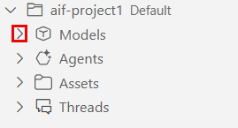 Screenshot of the highlighted caret icon next to the Models subsection.
