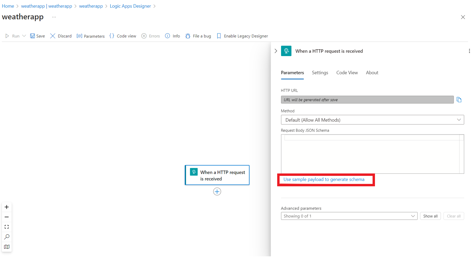 A screenshot showing the option to provide a JSON schema.