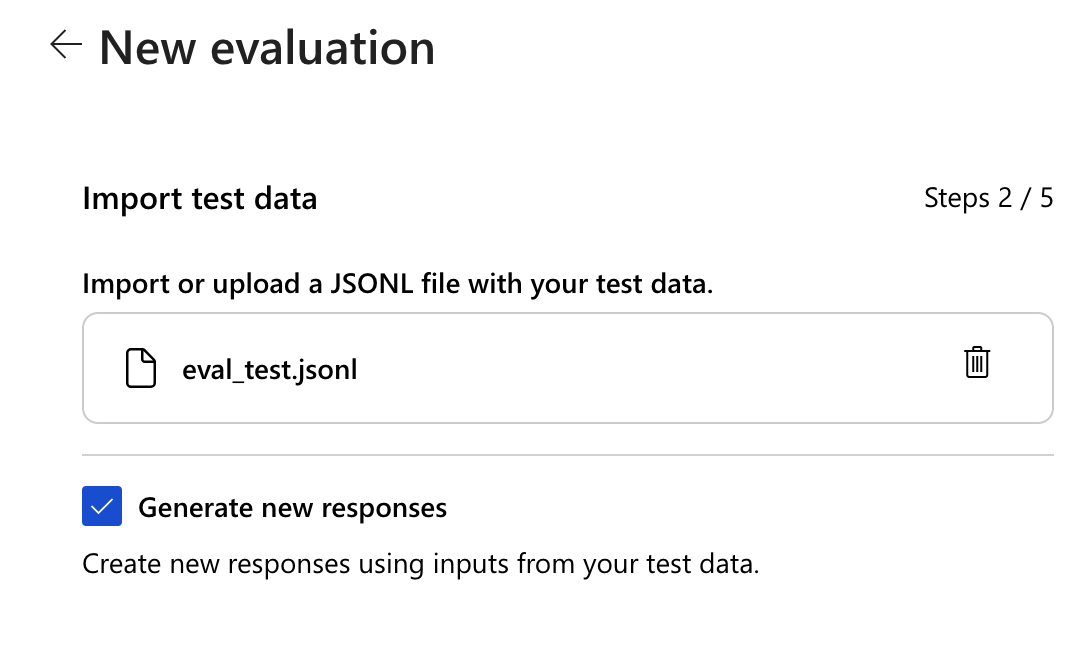 Screenshot of the UX showing selected import test data.