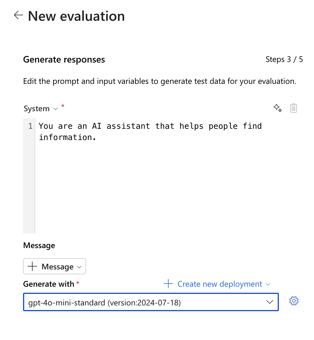 Screenshot of the UX for generating model responses.