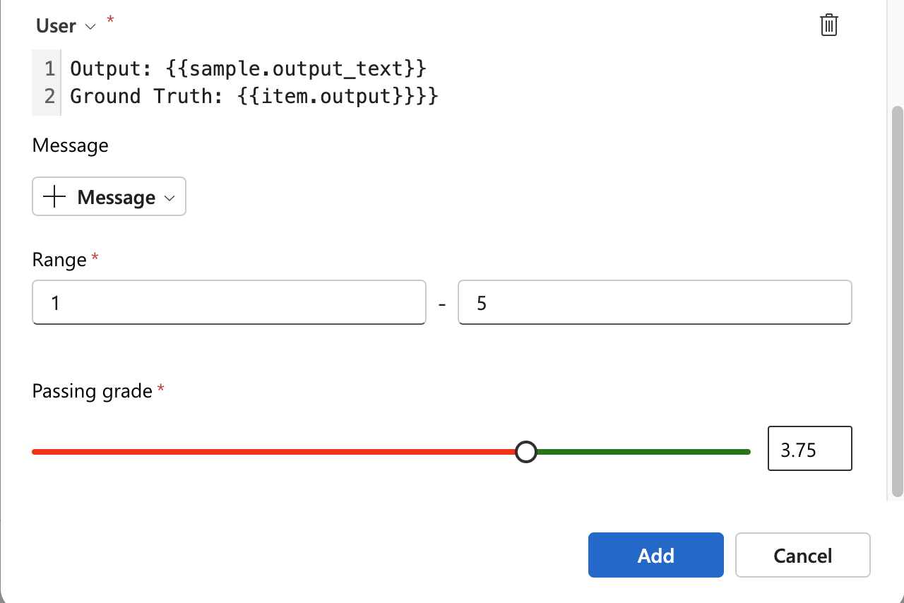 Screenshot of the semantic similarity UX config.