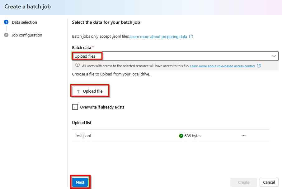 Screenshot that shows upload file experience.