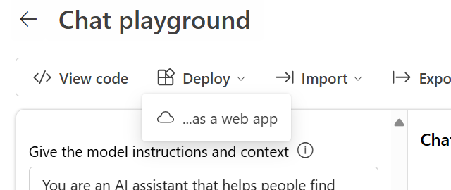 A screenshot showing the model deployment button in Azure AI Foundry portal.