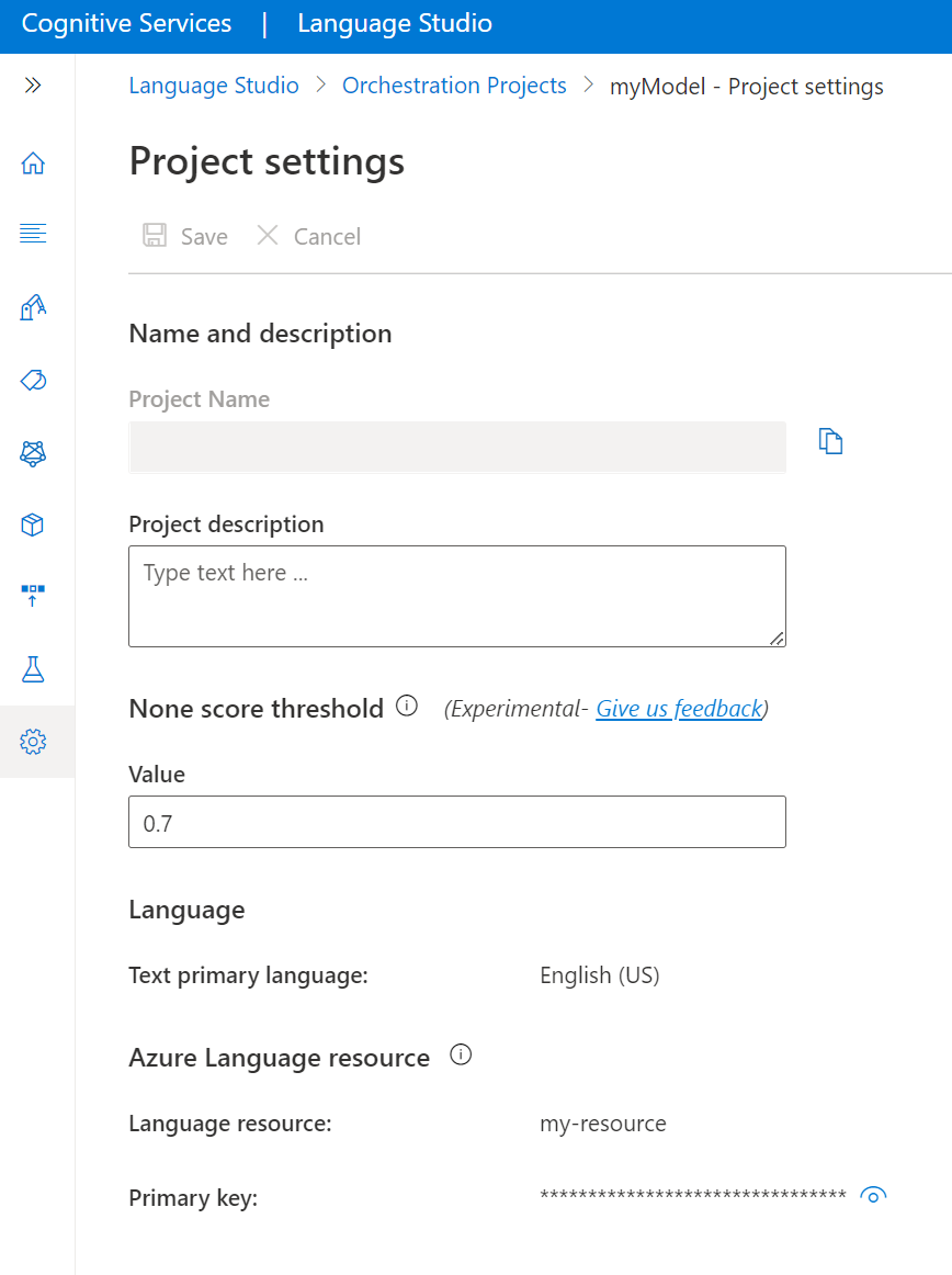 A screenshot of the project settings page.