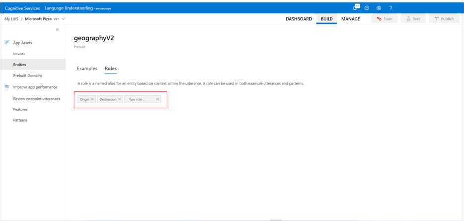 A screenshot showing how to add an origin role to a location entity.
