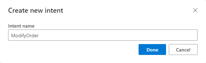 A screenshot showing the add intent dialog box.