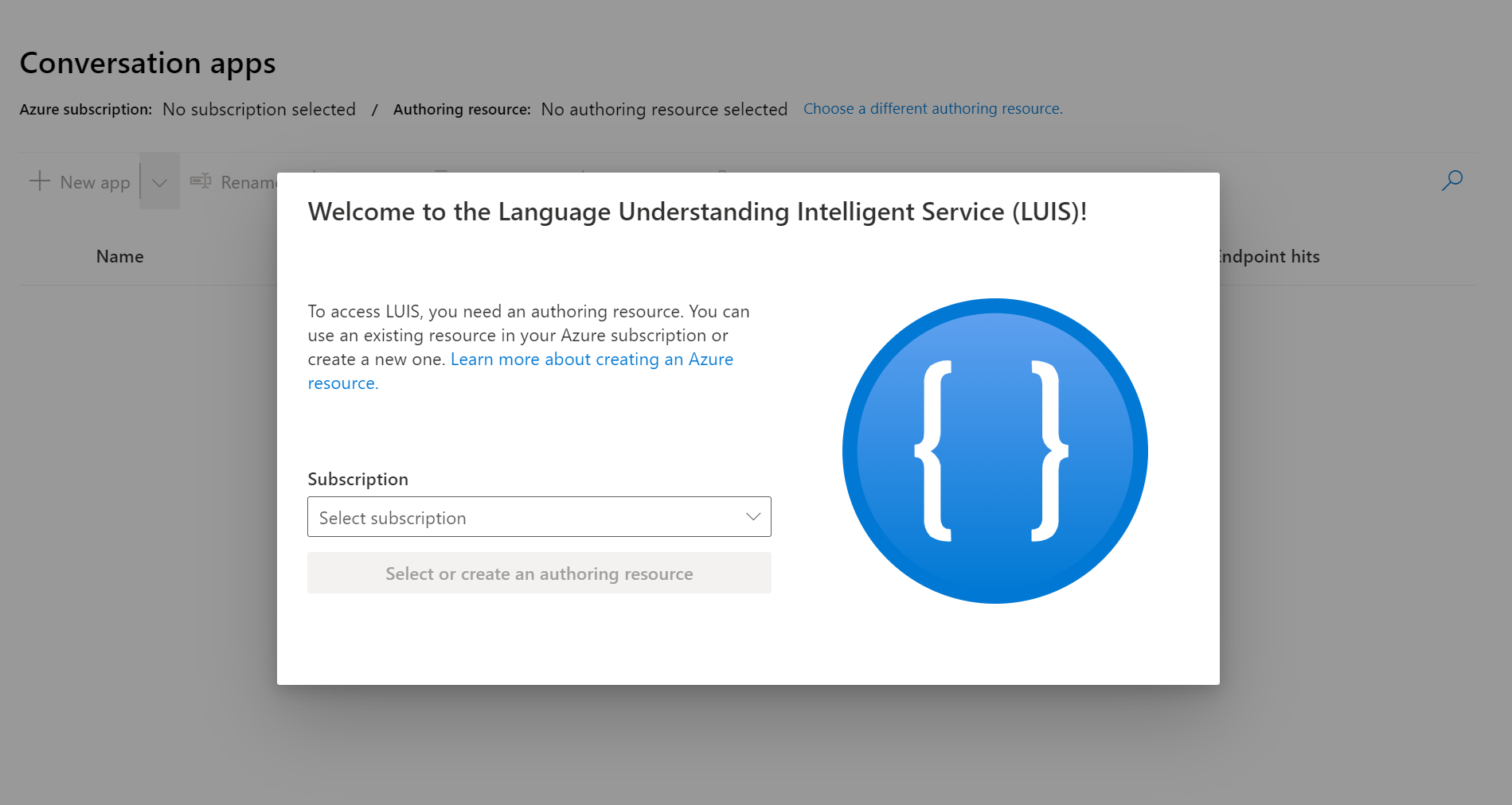 A screenshot showing how to select a subscription.