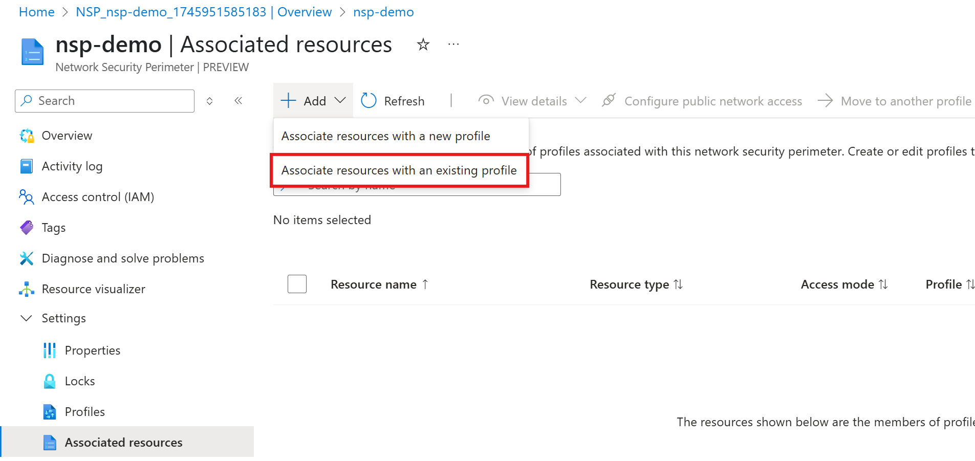 A screenshot showing the button to add associated resources.