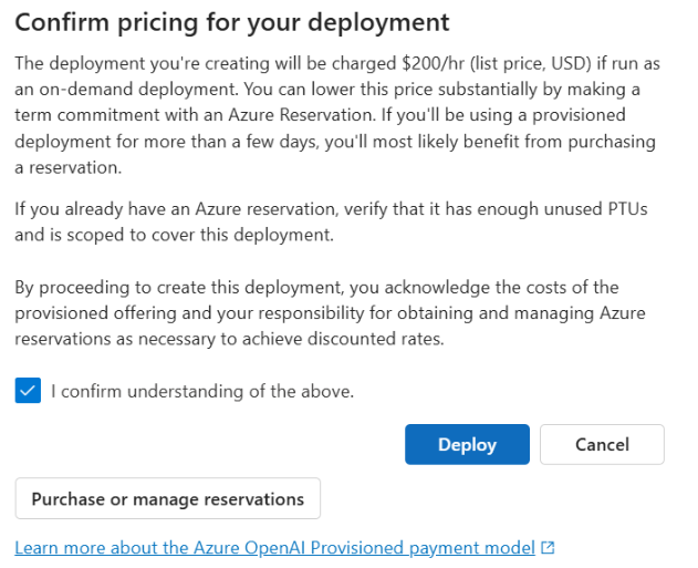 Screenshot showing the pricing confirmation screen.