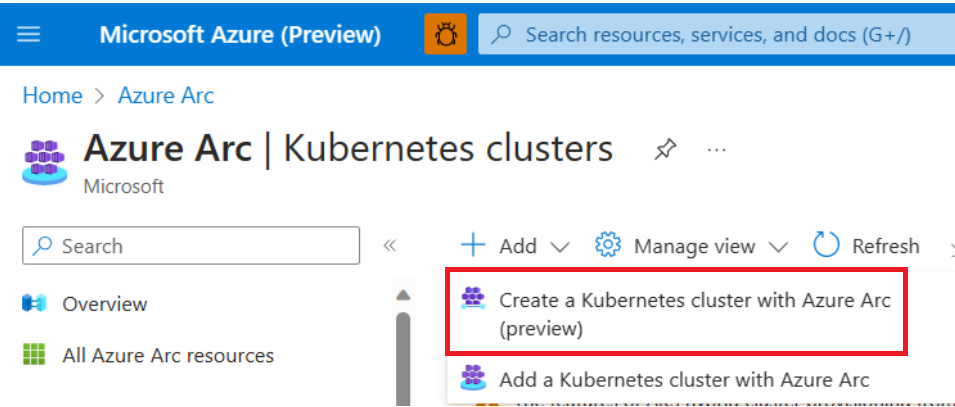 Screenshot showing cluster creation page on the portal.