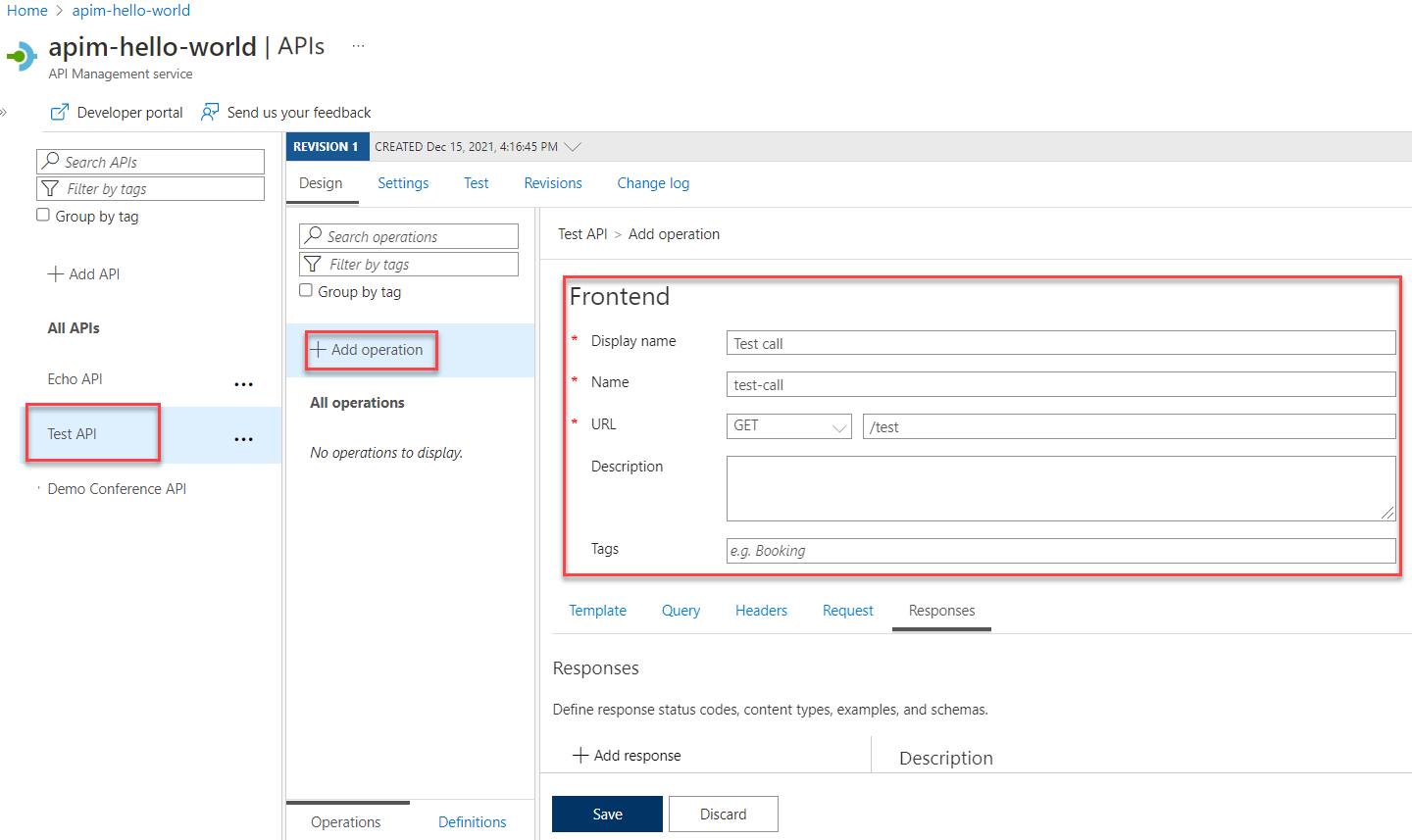 Screenshot that shows the Frontend window.
