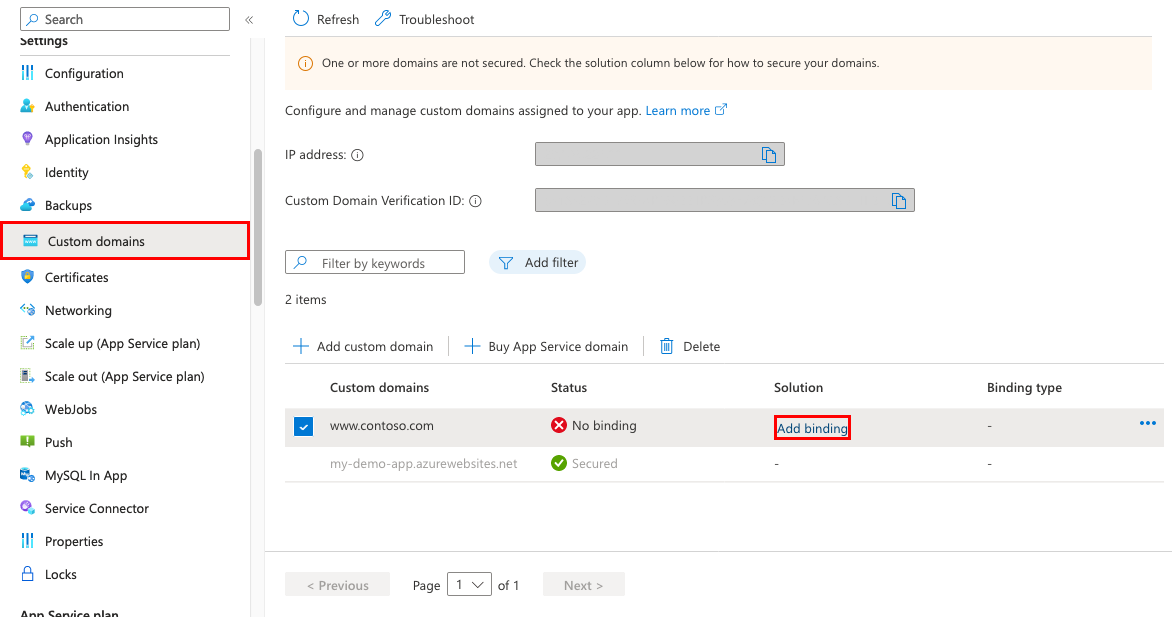 Screenshot that shows how to open the Add TLS/SSL Binding dialog.