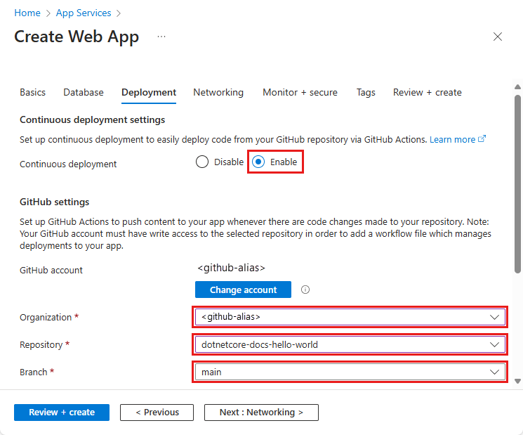 Screenshot of the deployment options for an app using the .NET 8 runtime.