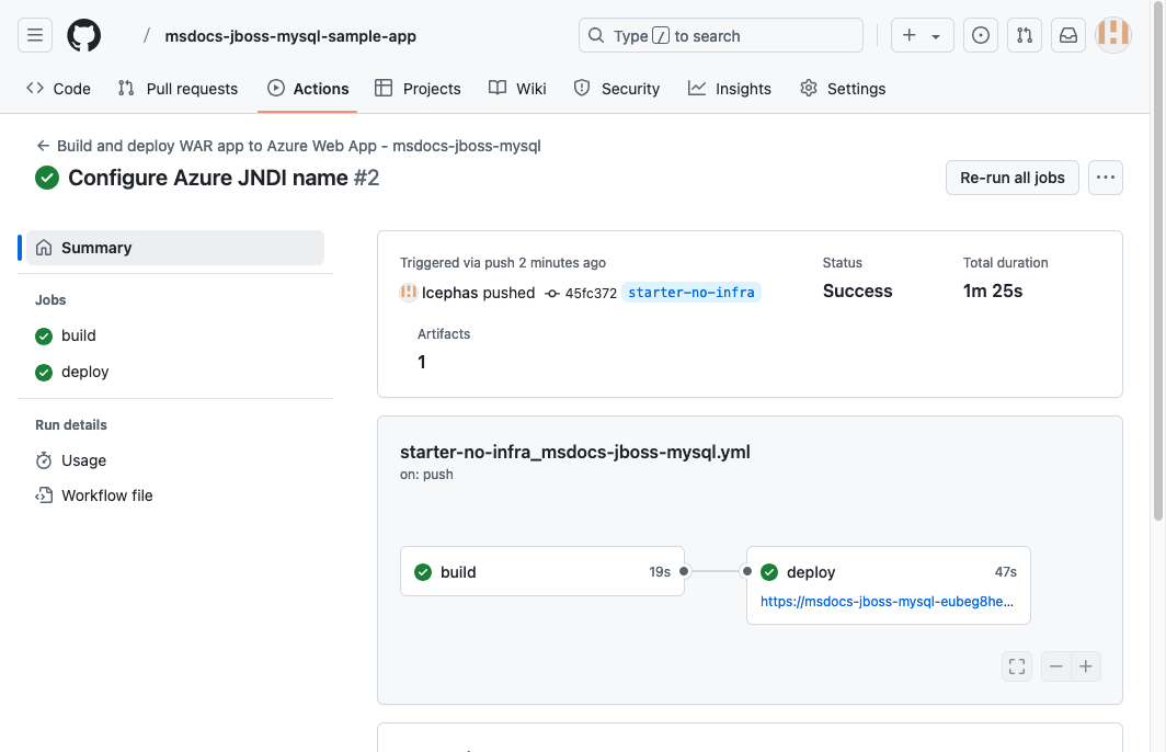 A screenshot showing a GitHub run in progress.