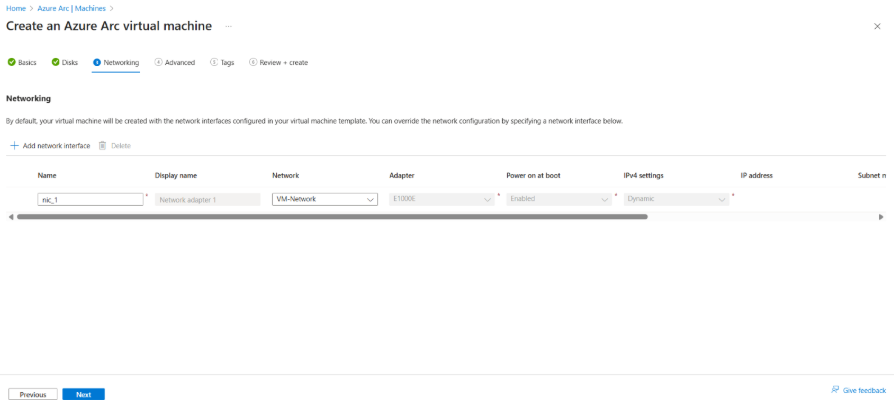 Screenshot of Networking tab screen.