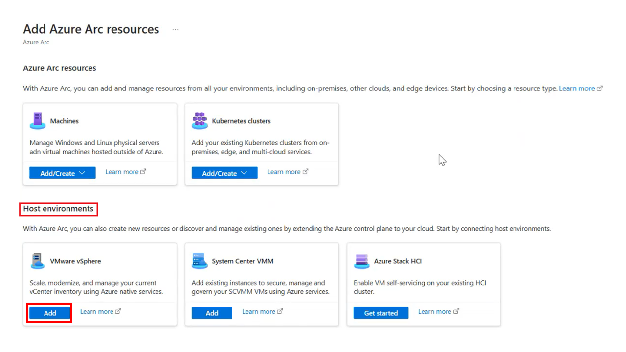 Screenshot of how to select System Center V M M platform.