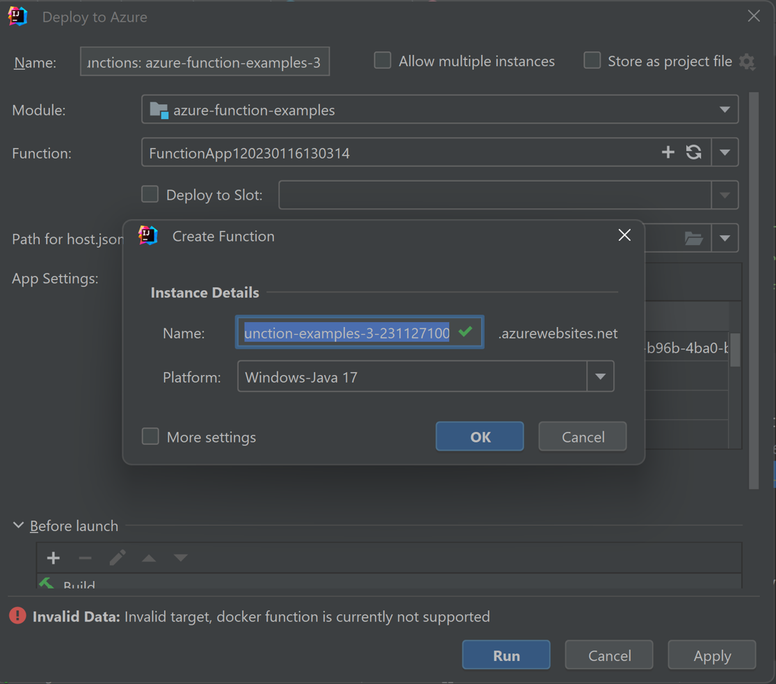 Create function app in Azure.