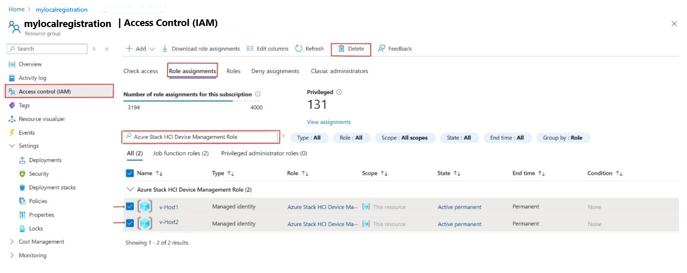 Screenshot showing the role assignment name on the Details page.