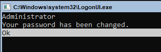 Screenshot of the changed password confirmation prompt.
