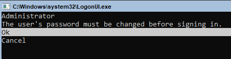 Screenshot of the change password prompt.
