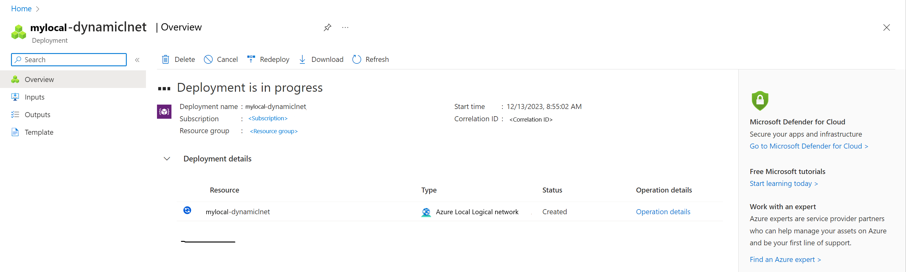 Screenshot indicating that the deployment job is in progress.