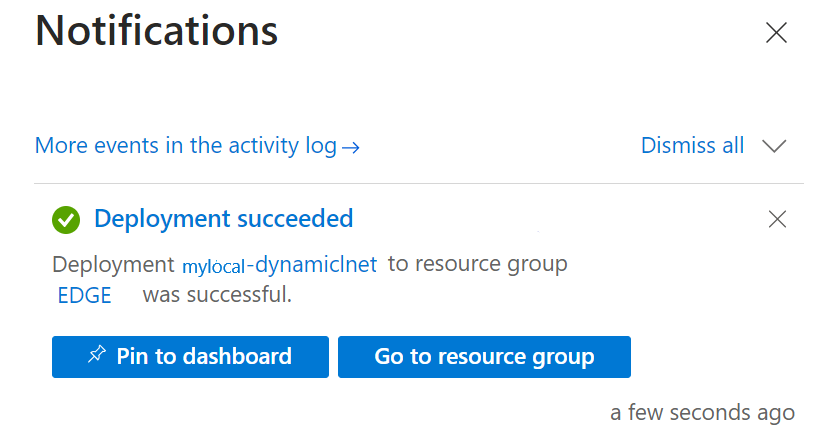 Screenshot of successful completion of the deployment job.