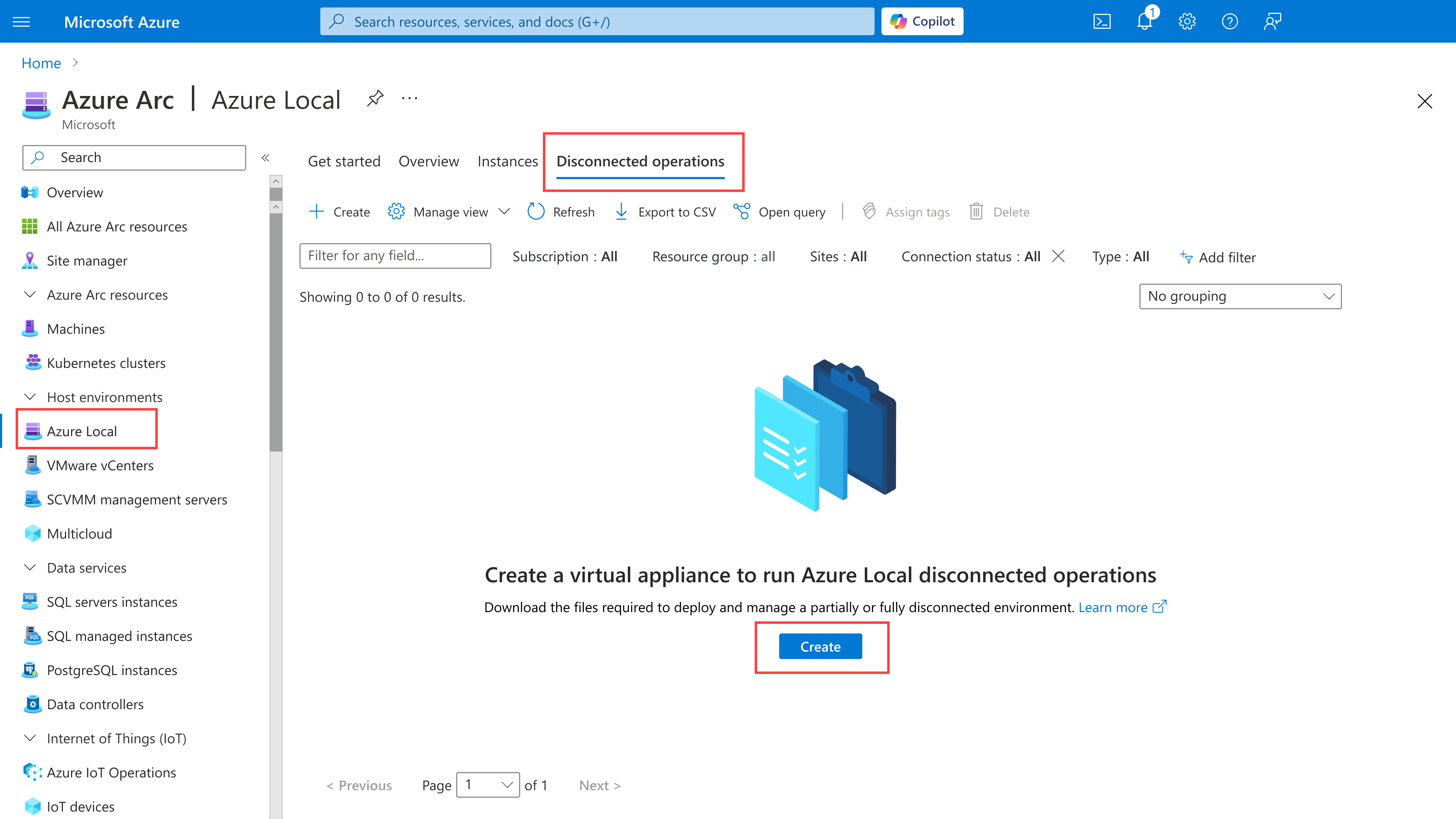 Screenshot of Azure Local for Disconnected operations page.