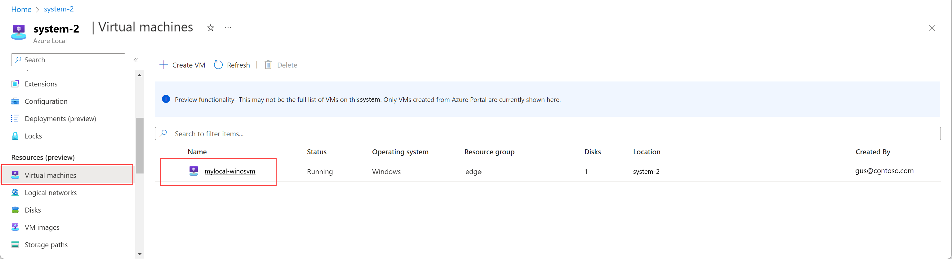 Screenshot of a virtual machine selected from the list of virtual machines.