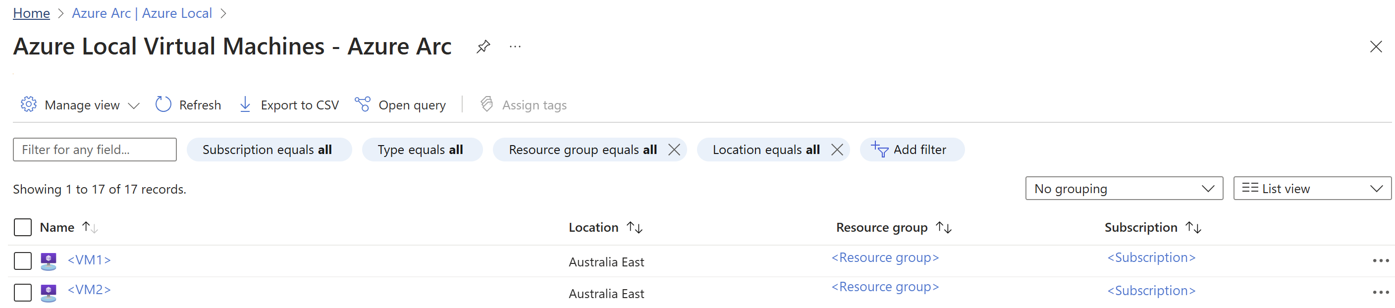 Screenshot of the Azure Local dashboard VM workload details.