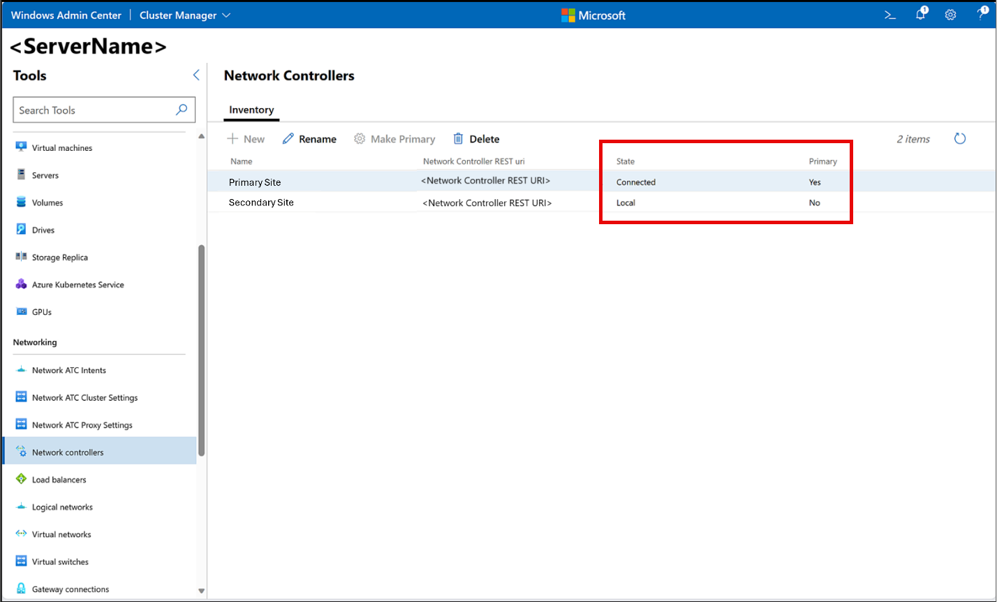 Screenshot that shows current peering status.