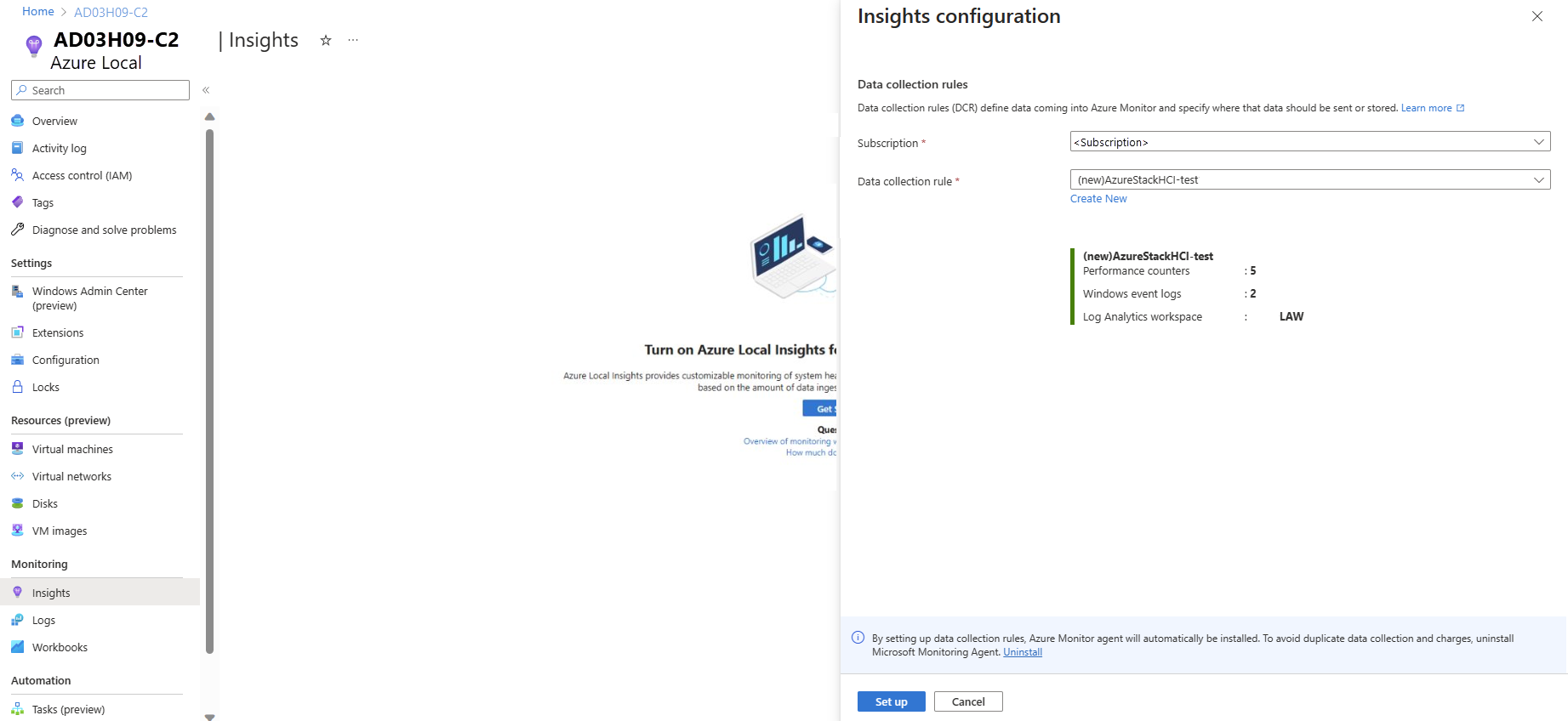 Screenshot showing the data collection rule dropdown selector.