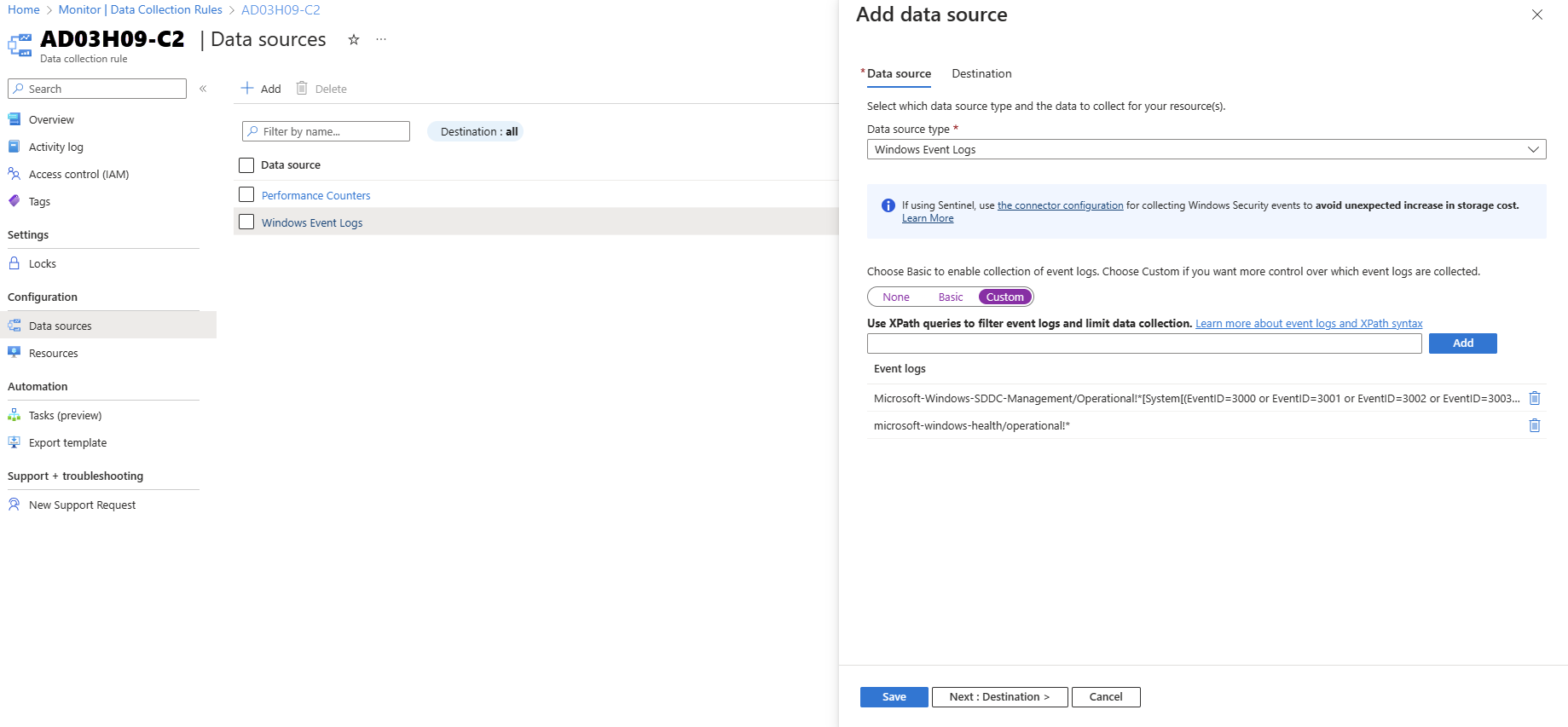 Screenshot showing Add data source window.