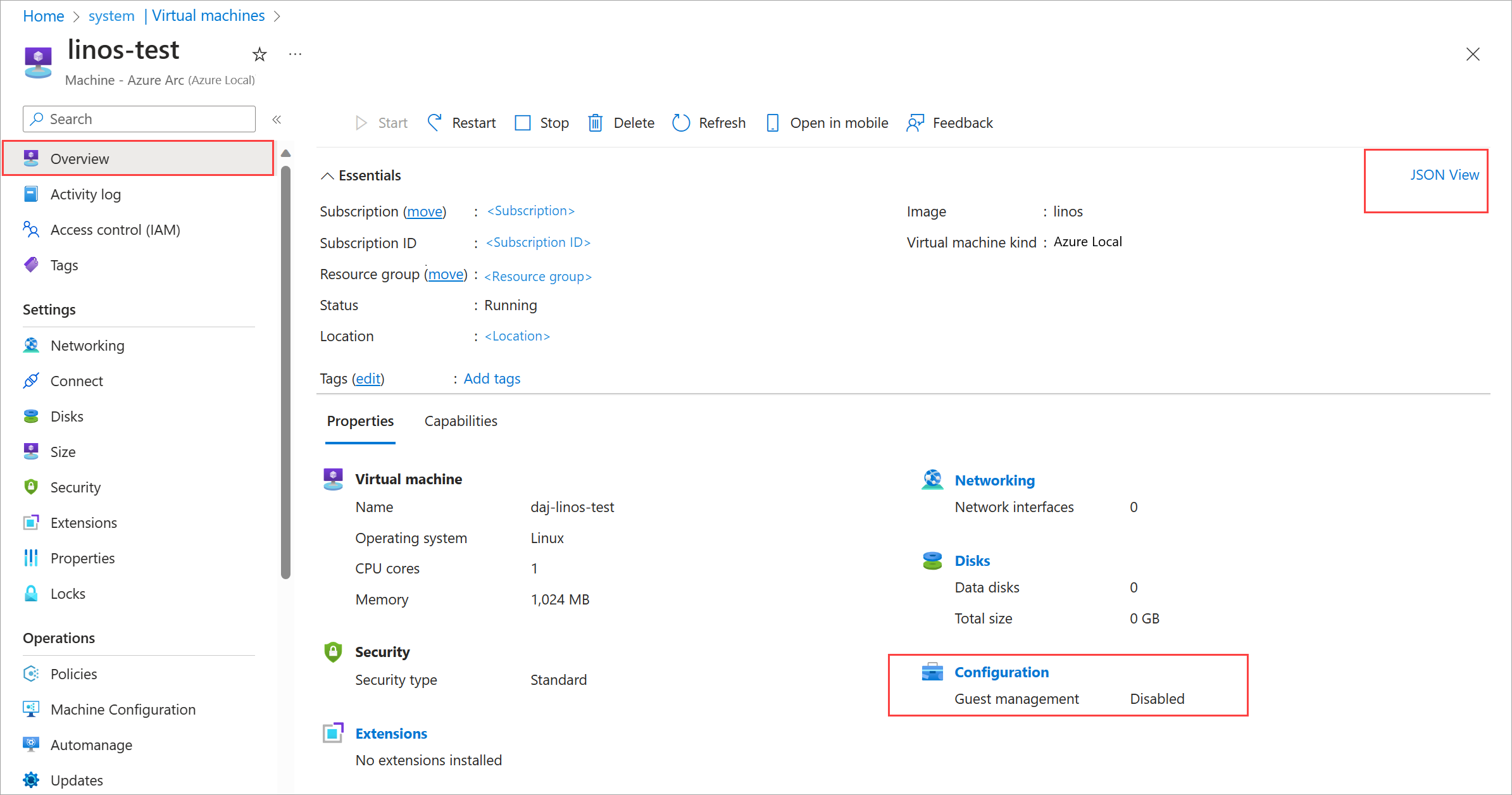 Screenshot of how to get to JSON view.