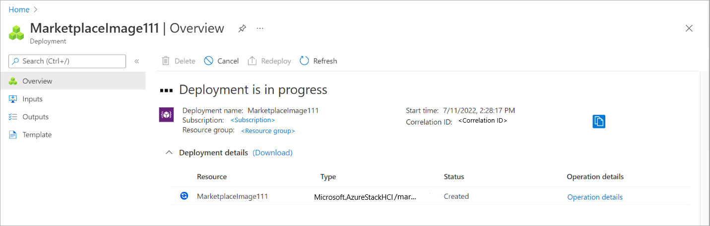 Screenshot showing deployment is in progress.