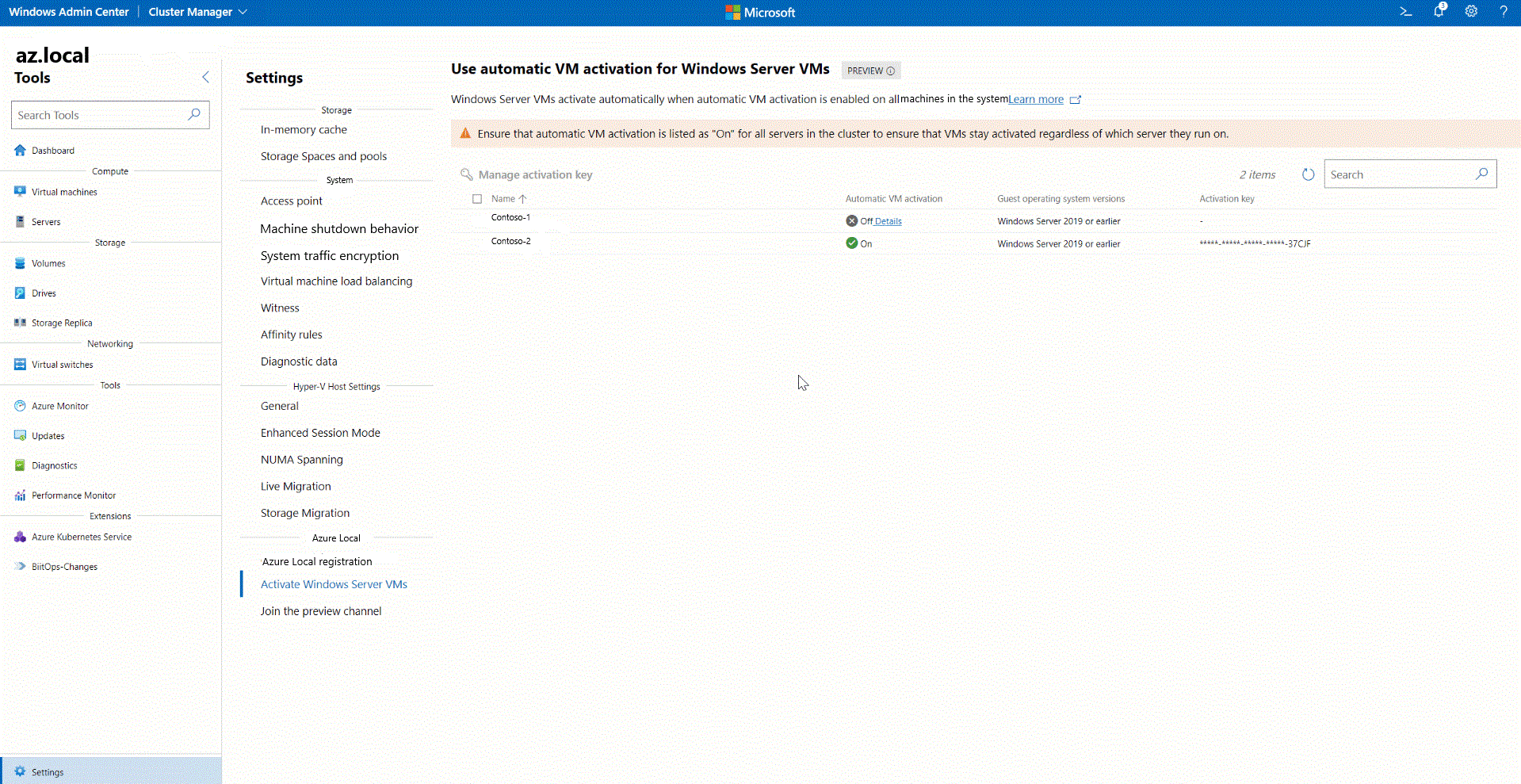 Short demonstration showing how to change or add keys in Windows Admin Center.