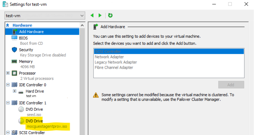 Screenshot showing ISO attachment.