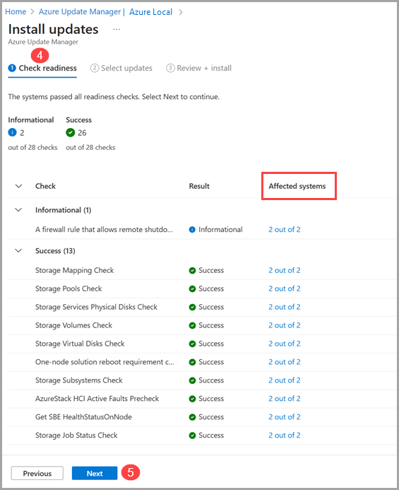 Screenshot on the check readiness of updates in Azure Update Manager.