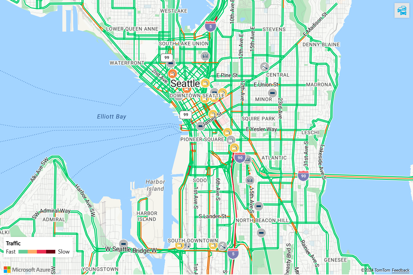 Example of a map with traffic information.