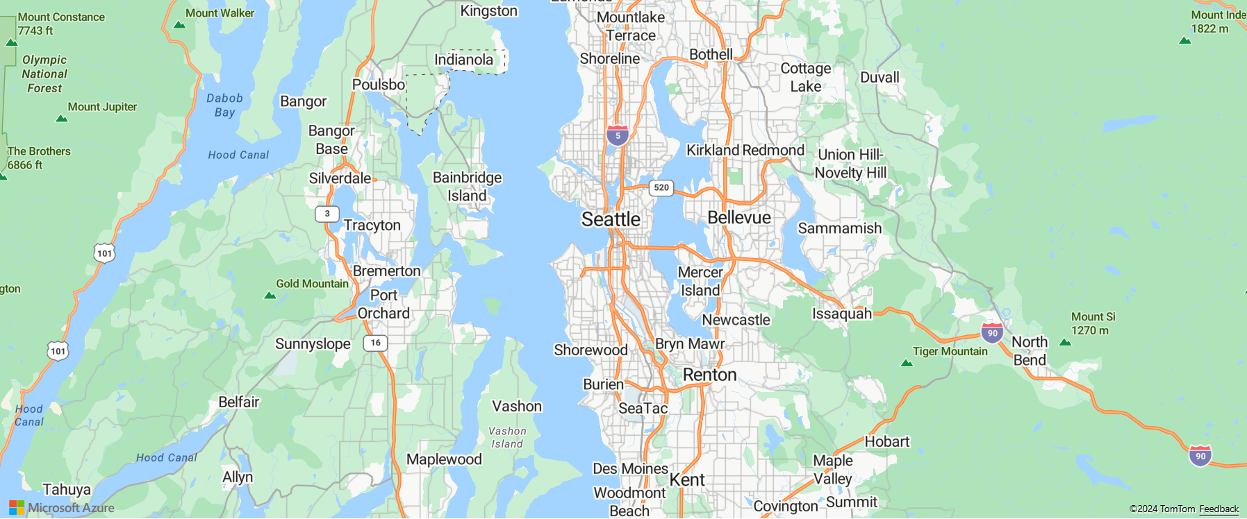 A screenshot of map using the road style.