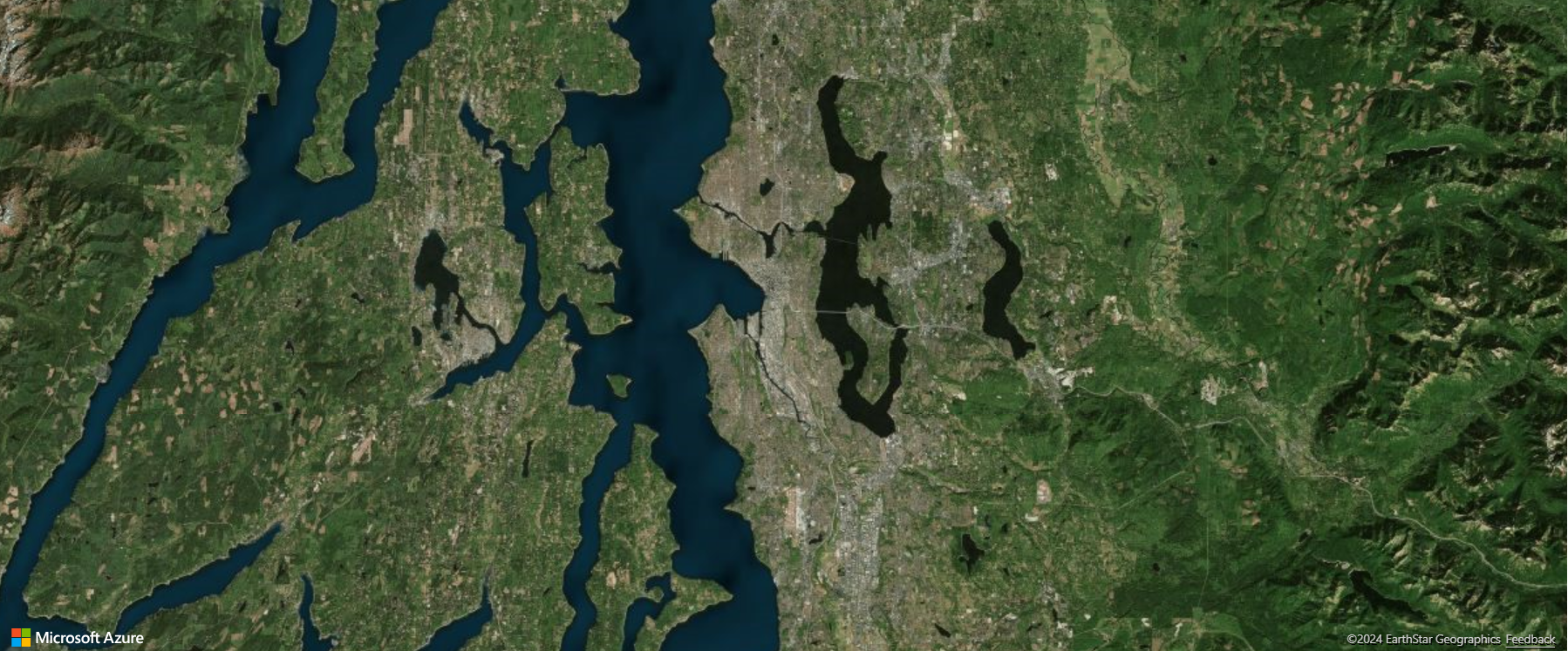 A screenshot of map using the satellite style.