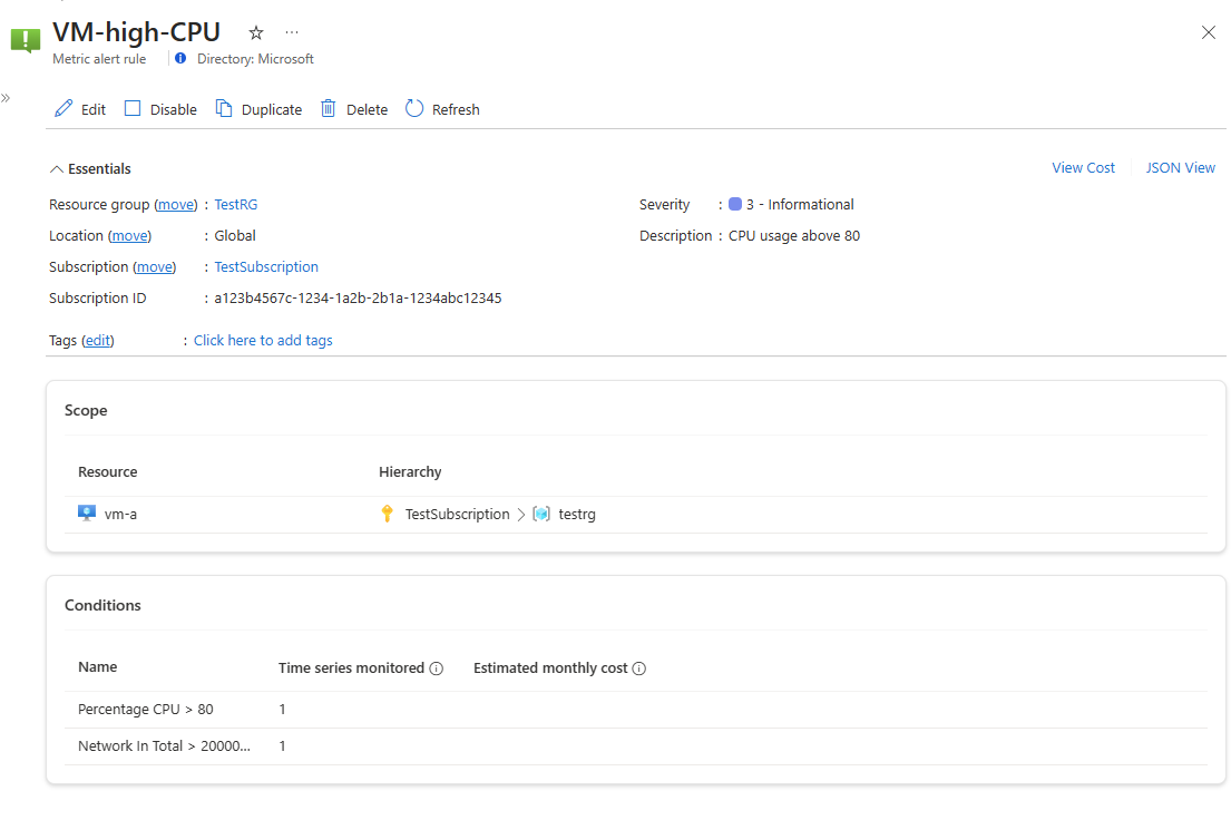 Screenshot that shows a multi-condition alert rule.