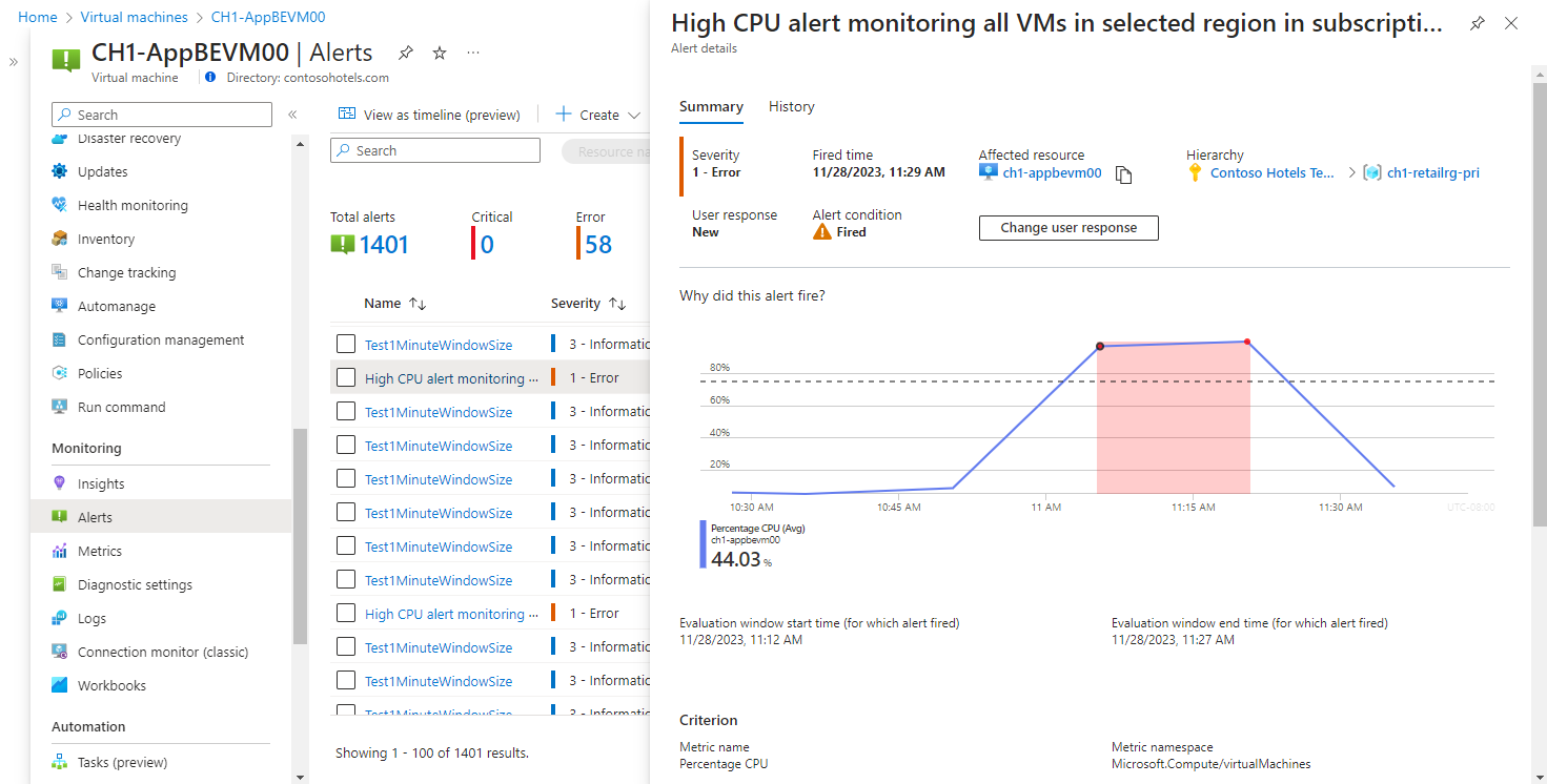 Screenshot that shows the 'Alert details' view.
