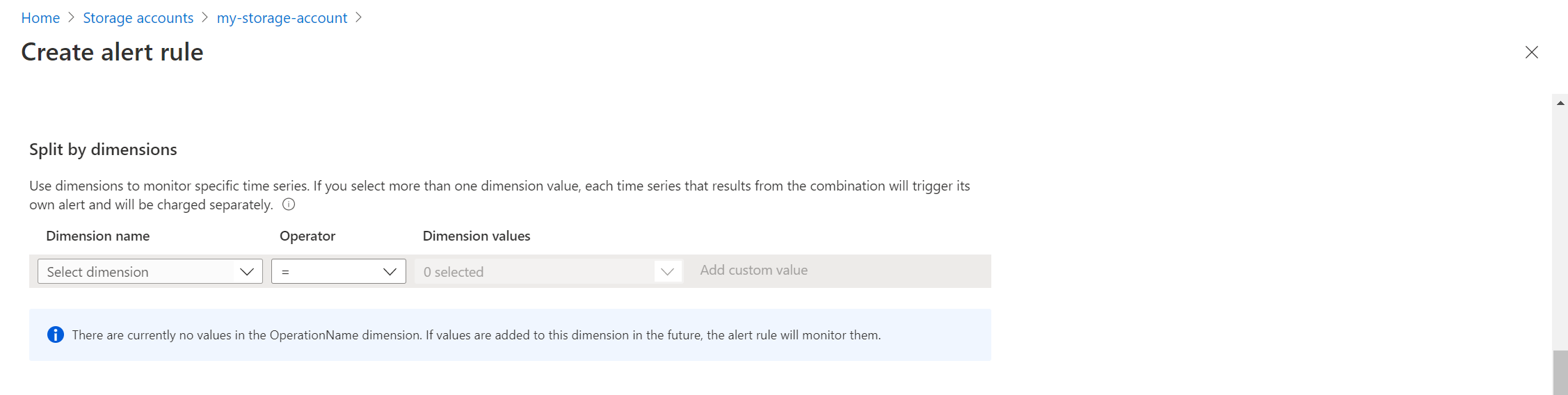 Alert rule dimensions