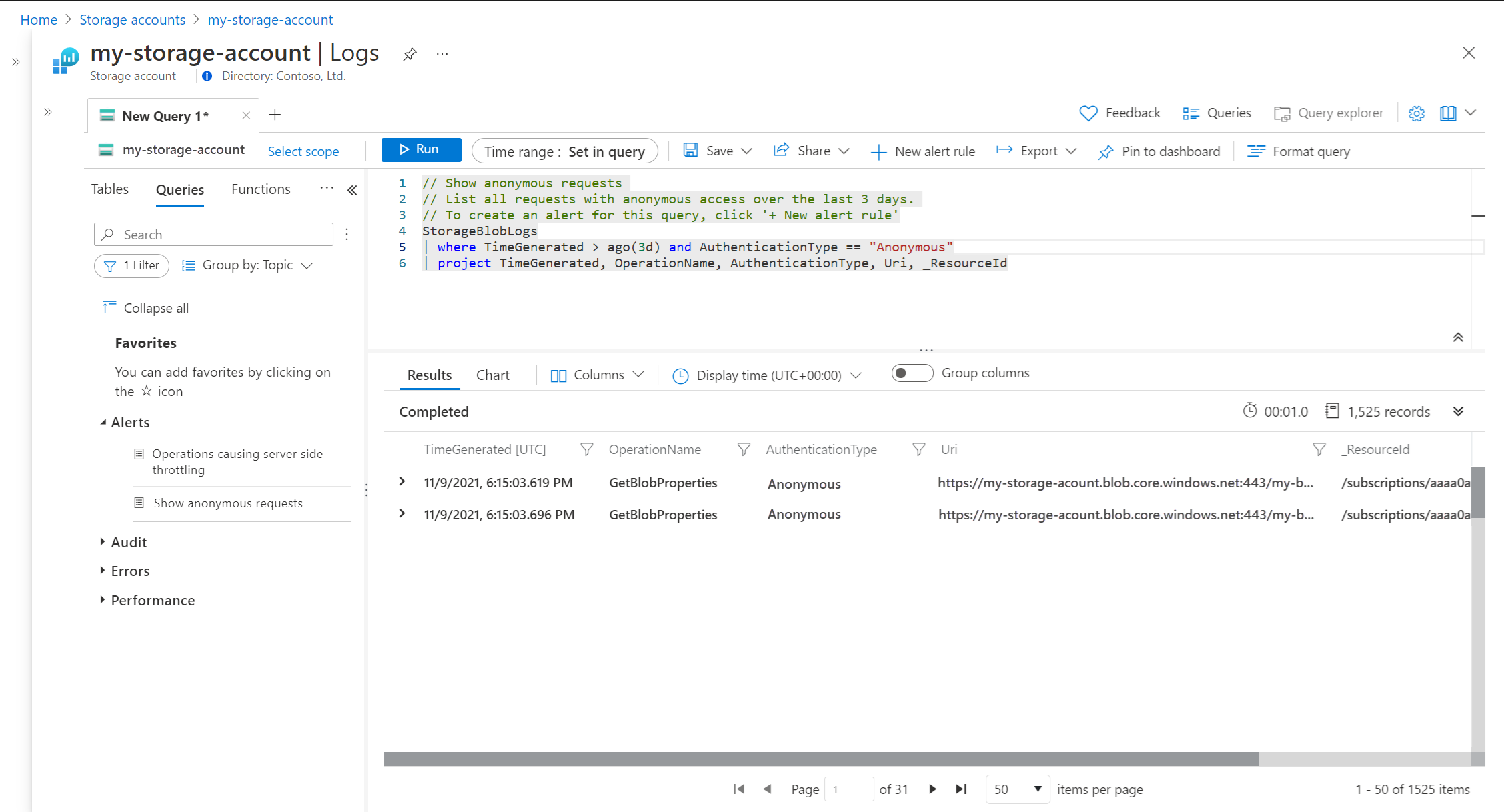 Query results