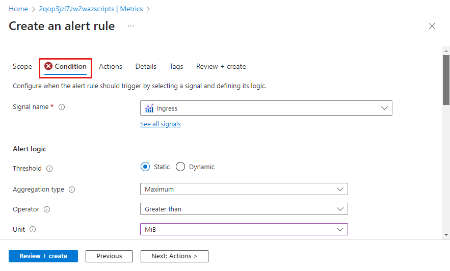 Alert rule configuration